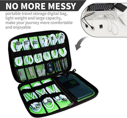 Electronics Organizer Travel Case,Electronic Accessories Storage Bag,Portable Waterproof Cable Organizer Bag,Travel Cord Organizer Bags for Small Charging Cord Storage,SD Card-Green