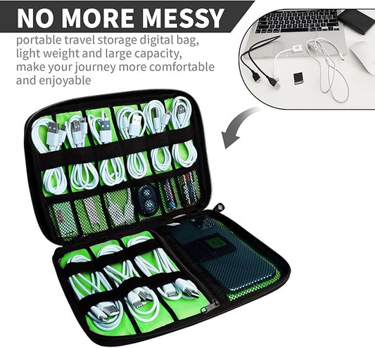Electronics Organizer Travel Case,Electronic Accessories Storage Bag,Portable Waterproof Cable Organizer Bag,Travel Cord Organizer Bags for Small Charging Cord Storage,SD Card-Green