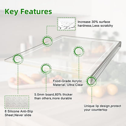 Acrylic Cutting Board with Juice Groove, Non Slip Clear Cutting Board with - Image 4