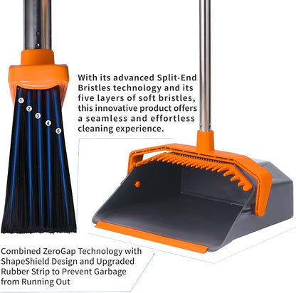 Broom and Dustpan Set with 51'' Long Handle, Upright Broom and Dustpan Combo - Image 3