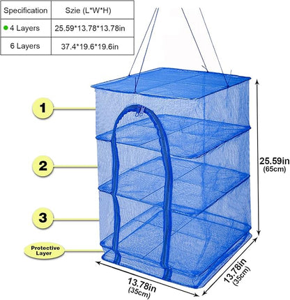 Drying Rack 4 Layers Folding Mesh, Foldable Nylon Netting, Hanging Drying Net - Image 7