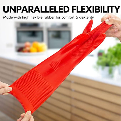 Vgo... 1-Pair Dishwashing Gloves, Reusable Household Gloves, Kitchen Gloves - Image 3