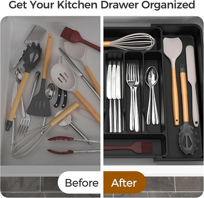 ukeetap Extra Large Expandable Silverware Organizer, BPA-Free Food-Safe Cutlery - Image 6
