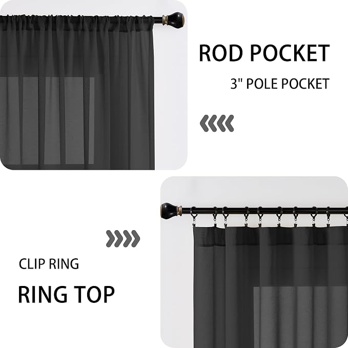 Tollpiz Sheer Linen Textured Curtain Sheers Doorway Light Filtering Voile - Image 5