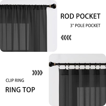 Tollpiz Small Sheer Curtain Linen Textured Curtain Sheers Doorway Light - Image 5