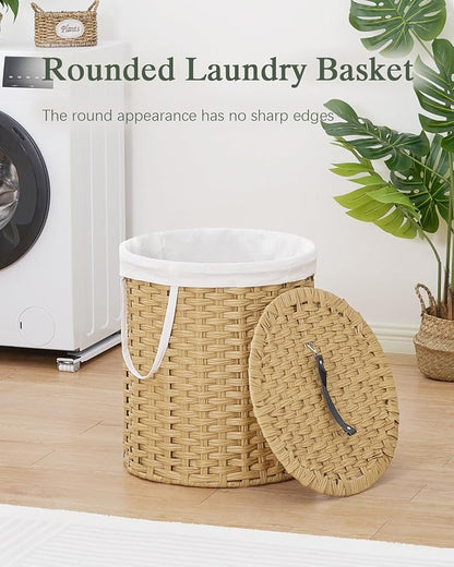 Laundry Hamper with Lid Wicker Laundry Hamper Round 26.5 Gal Laundry Basket - Image 2