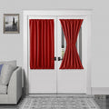 DWCN French Door Curtains – Rod Pocket Thermal Blackout Curtain for Doors with Glass Window, Christmas, Kitchen and Patio Doors for Privacy, 54 X 40 Inches Long, 1 Curtain Panel with Tieback, Red