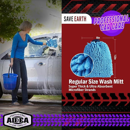 AIDEA Car Wash Mitt Microfiber 2PK, Scratch-Free& Lint-Free, Premium Chenille - Image 2