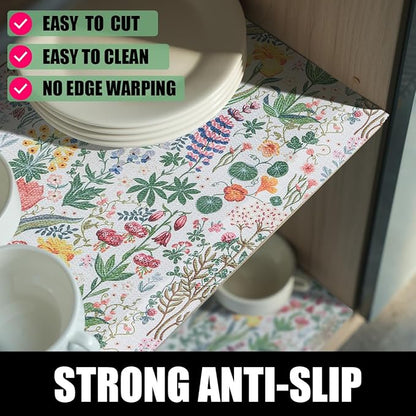 Floral Shelf Drawer Liners, Non Adhesive and Strong Non-Slip Colorful Cabinet - Image 2