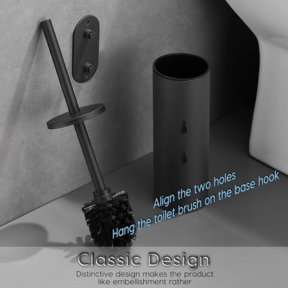 Toilet Bowl Brush and Holder, 304 Stainless Steel No-Punch Hook Base Dual - Image 4
