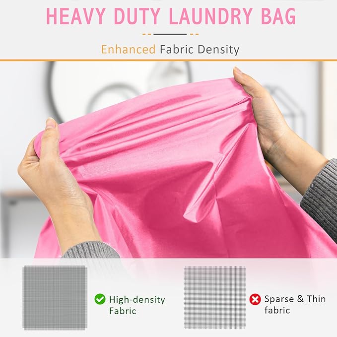 Extra Large Heavy Duty Laundry Bag - 28" x 40", Travel Laundry Bag for Dirty Clothes (Pink)