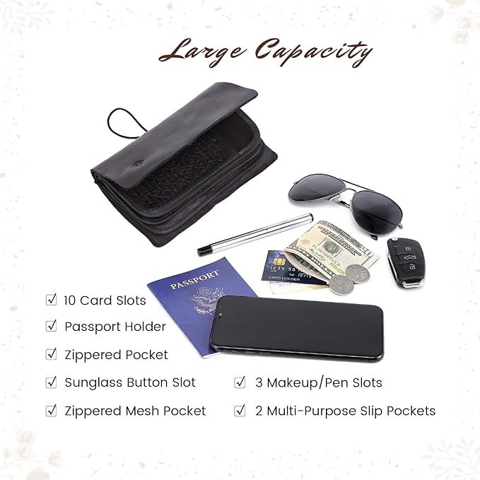 Genuine Leather Nomad Organizer Travel Wallet | Women's Wallet Clutch Passport Holder