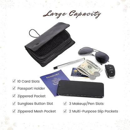 Genuine Leather Nomad Organizer Travel Wallet | Women's Wallet Clutch Passport Holder