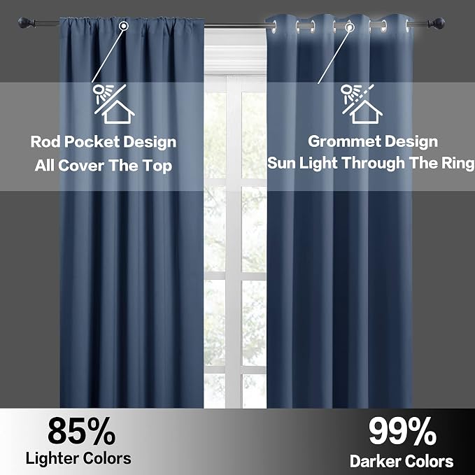 RYB HOME Blackout Curtains 63 inches Long - Image 5