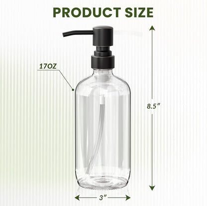 AmazerBath Glass Soap Dispenser, 17 Oz Bathroom Hand Soap Dispenser Bottle - Image 5