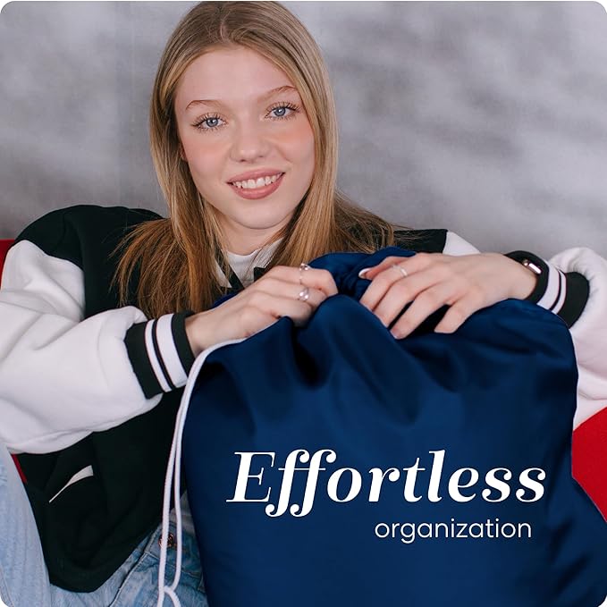 Handy Laundry Nylon XL - Large Capacity with Locking Drawstring, Machine Washable, Fits Laundry Baskets or Hampers, Holds 3 Loads of Clothes - Navy Blue (Pack of 2)