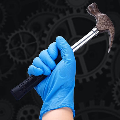 TitanFlex Heavy-Duty Blue Nitrile Gloves, Fully Textured, Mechanic Disposable - Image 7
