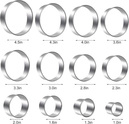 Round Cookie Cutters Set 12 Pieces Bistcuit Cookie Cutters Circle Pastry - Image 3