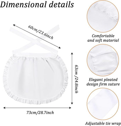 Tucnoeu 2pcs White Mob Cap Half Apron Halloween Colonial Costume Set Women - Image 2