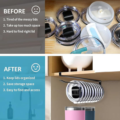 Shallow Tumbler Lid organizers for Cabinet, Space Saving Yeti Tumbler Lid Holder - Image 6