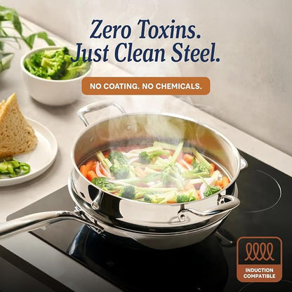 LEGEND COOKWARE 5-Ply Stainless Steel 4-Quart Sauce Pan - Image 2