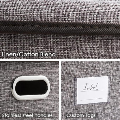 PRANDOM Storage Bins with Lids Linen Fabric Foldable Storage Boxes Organizer - Image 4