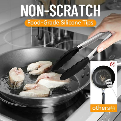 Hotec Silicone Kitchen Tongs for Cooking 9-Inch Serving Tongs - Image 6