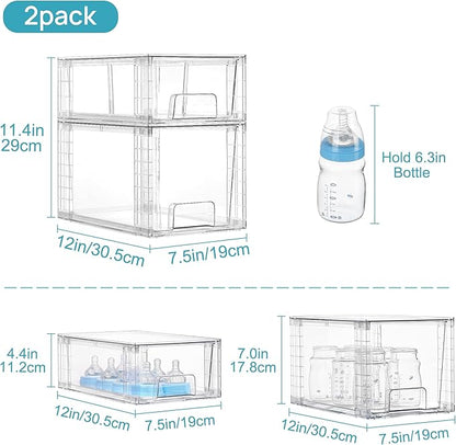 Vtopmart 4 Pack Clear Stackable Storage Drawers, Under Sink and Kitchen - Image 2