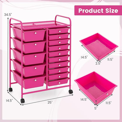 GOFLAME 15-Drawer Rolling Storage Cart, Utility Cart - Image 3