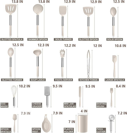 E-far Silicone Cooking Utensils Set, Heat Resistant Kitchen Spatulas Turner - Image 2