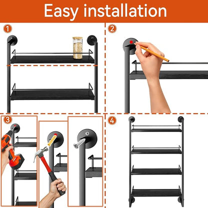 IBUYKE Spice Rack Wall Mount, 4 Tier Hanging Seasoning Organizer, Spice Rack - Image 5