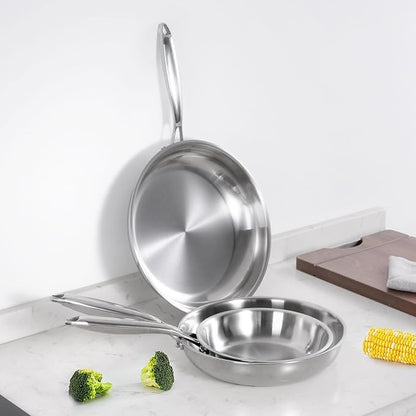 SuperCook 10 Inch Tri-Ply Clad Stainless Steel Frying Pan, Stainless Steel Fry - Image 7