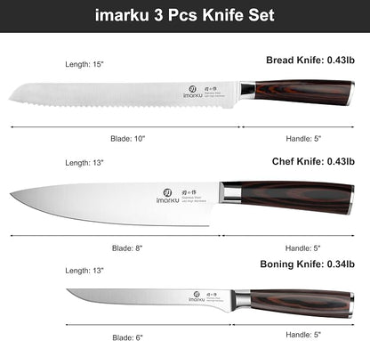 imarku 3 Piece Knife Set, Professional Japanese High Carbon Stainless Steel - Image 5