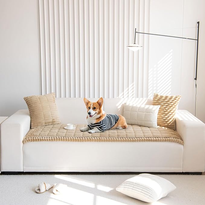 OTOB Couch Cover for Dogs Washable, Non Slip Plush Sofa Covers for 3 Cushion - Image 8