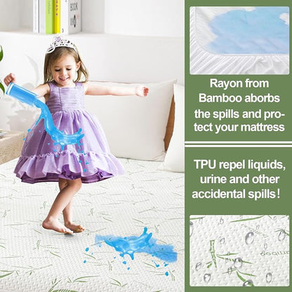 Full Size Mattress Protector Waterproof Mattress Pad Washable Bamboo Rayon - Image 3
