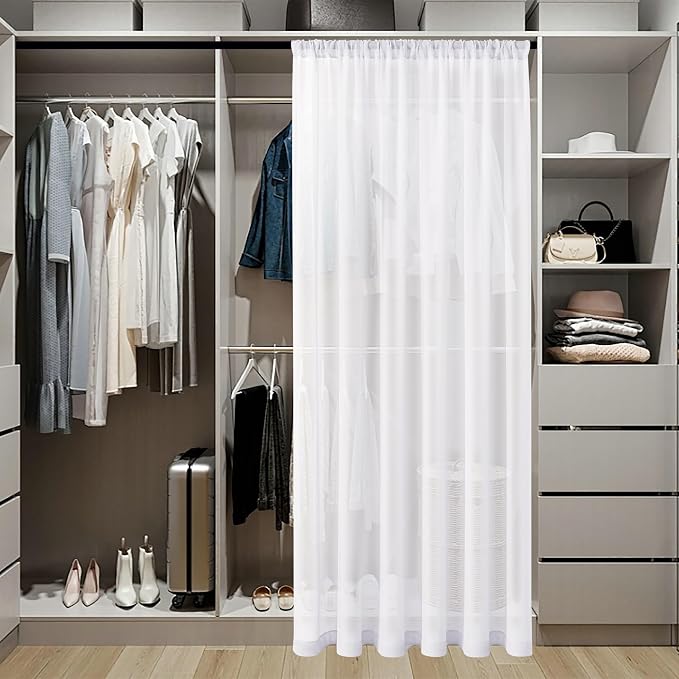 Tollpiz Sheer Door Curtain Closet Linen Textured Curtains Sheer Doorway Light - Image 3