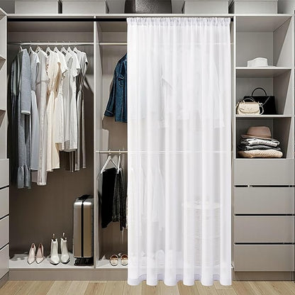 Tollpiz Sheer Door Curtains Closet Linen Textured Curtain Sheers Doorway Light - Image 3