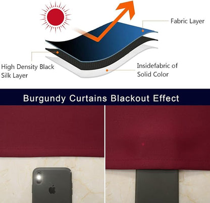 Pickluc Burgundy Cafe Curtain 36 Inches Length, Rod Pocket Small Kitchen Curtain - Image 5