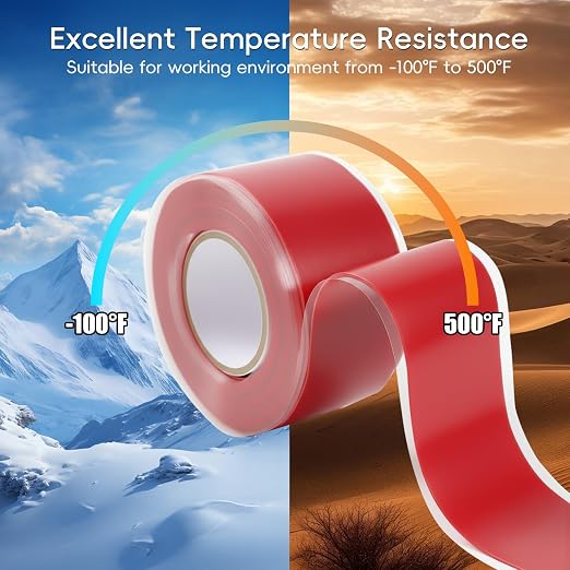 Self Fusing Silicone Tape 2 Rolls 1 in x 10' Red Waterproof Rescue Tape Rubber - Image 5