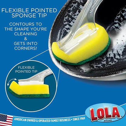 LOLA Dish Brush w/Soap Dispenser Wand, 12 Brushes w/Heads & 72 Refills - Image 5