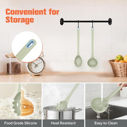 Silicone Spaghetti Spoon&Soup Ladle Cooking Utensils Set of 2, No Scratch - Image 4