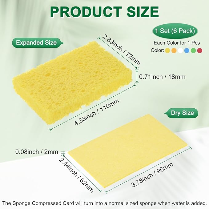 1-Set Kitchen Sponges, Condense Eco Cellulose Non-Scratch Scrub Heavy Sponge - Image 3