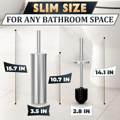 Stylish Stainless Steel Toilet Brush and Holder Set - Image 2