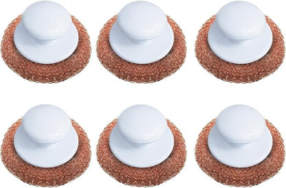 LOLA Copper Mesh Scouring Pad w/Comfort Knob, 6 Pack, Heavy Duty Cleaning Pads by LolaProducts