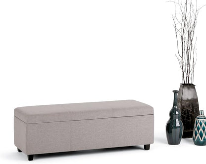 SIMPLIHOME Avalon 48 inch Wide Contemporary Rectangle Storage Ottoman Bench in - Image 4