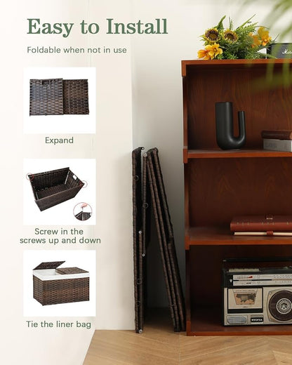 Storage Basket with Lid Rattan Woven Storage Baskets with 2 Separate Lids - Image 6