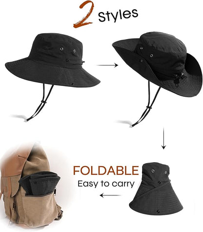 FURTALK Sun Hats for Women with Ponytail Hole Wide Brim Beach Bucket Hat UPF 50+ Fishing Hiking Outdoor Hats