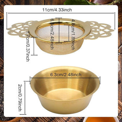 2 Pack Tea Strainers with Drip Bowls Stainless Steel Mesh Tea Infusers Loose - Image 3
