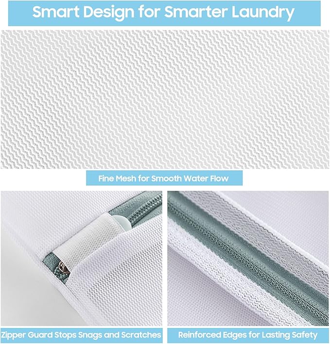 4 Pcs Large Mesh Laundry Bags for Delicates Intimates Lingerie with Zipper 2 Pcs 20” x 24”, 2 Pcs 24” x 24”