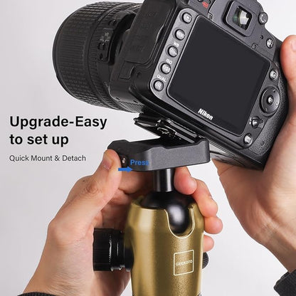 Geekoto 73-Inch Camera Tripod - Lightweight DSLR Tripod with 360° Ball Head & Quick Release Plate, Supports Up to 33.07 lbs, Portable for Travel & Outdoor Photography